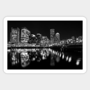 Boston MA Seaport in Black and White Sticker